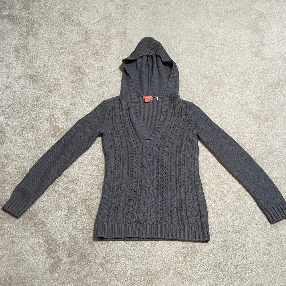 Tommy Bahama Charcoal Cable-Knit Hooded Sweater